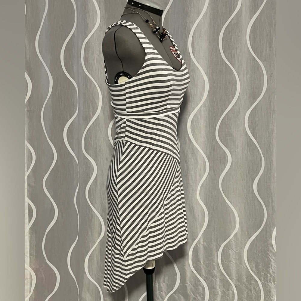 Striped Dress with Denim Jacket and Cap